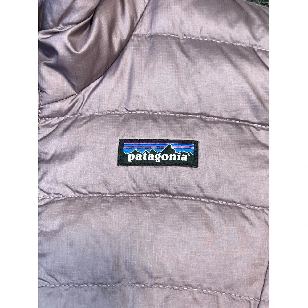 Patagonia Worn Wear Reversible Down Sweater Hooded Jacket Girls Purple Windproof